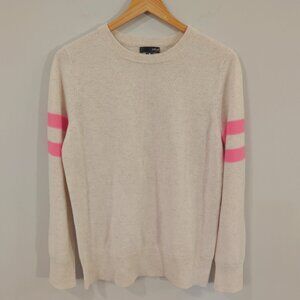 Chaps Women's Crew Neck Sweater - Cream with Pink Stripes